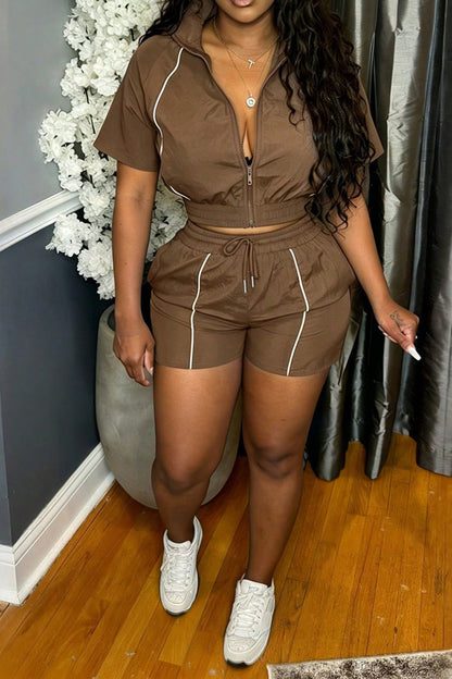 Contrast Piping Zip-Up Track Set