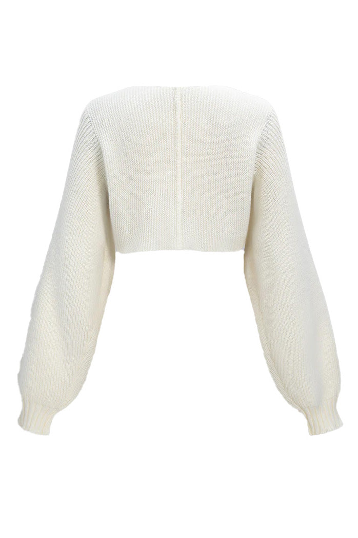 Knit V-Neck Long-Sleeve Top