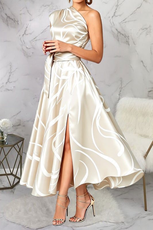 Abstract Asymmetric Maxi Dress