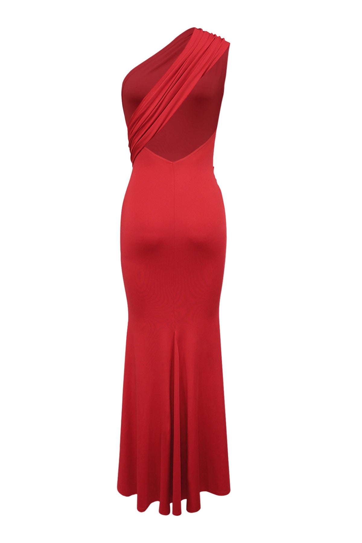 One-Shoulder Draped Ring Maxi Dress