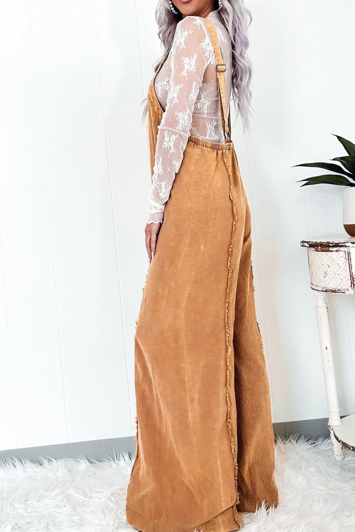 Vintage Raw Edge Washed Denim Jumpsuits