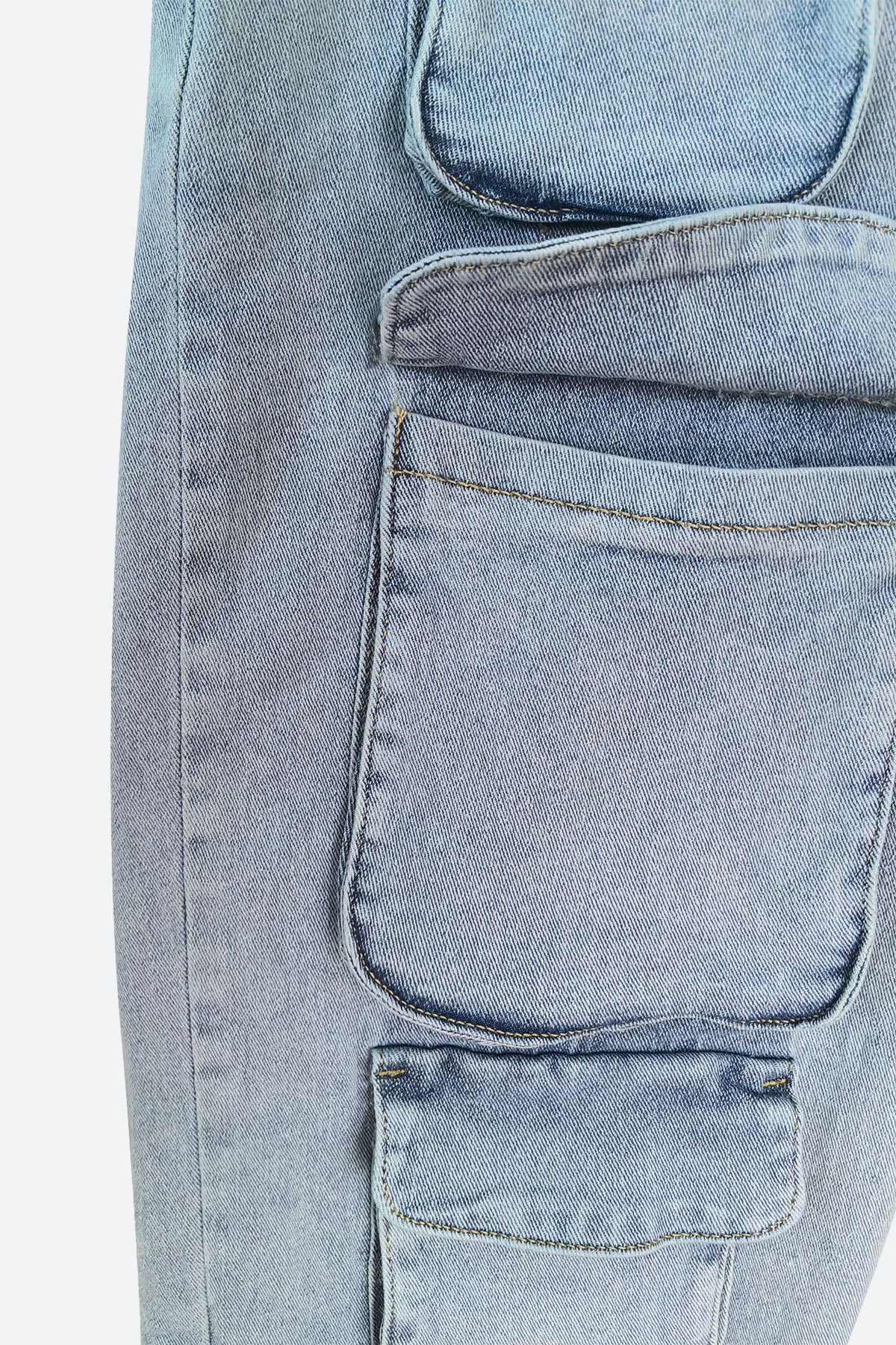 Multi-pocket Straight Washable Cargo Jeans