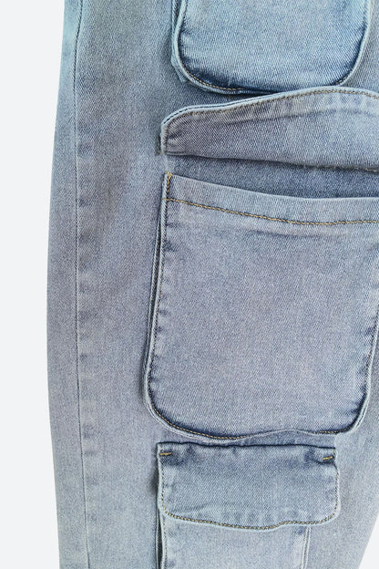 Multi-pocket Straight Washable Cargo Jeans