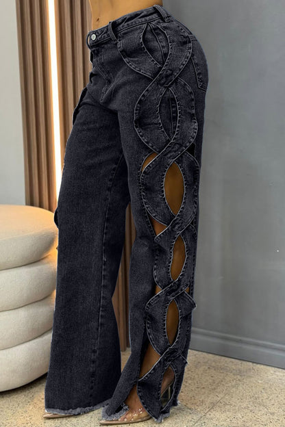 High-Waist Cut-out Jeans