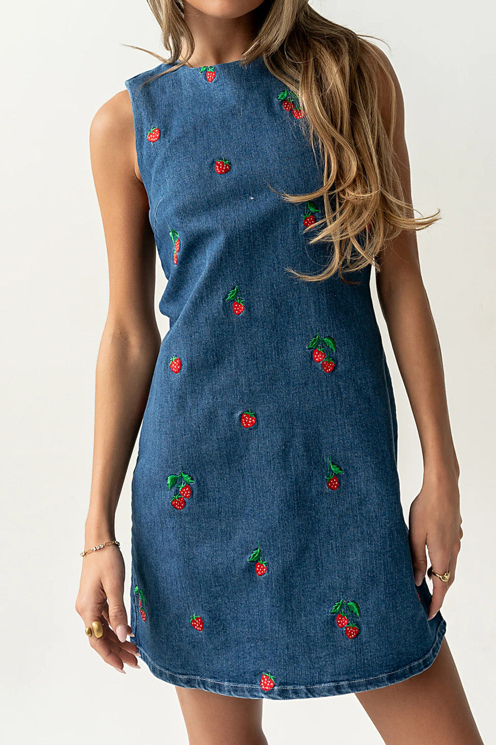 Embroidered Relaxed Denim Vest Dress