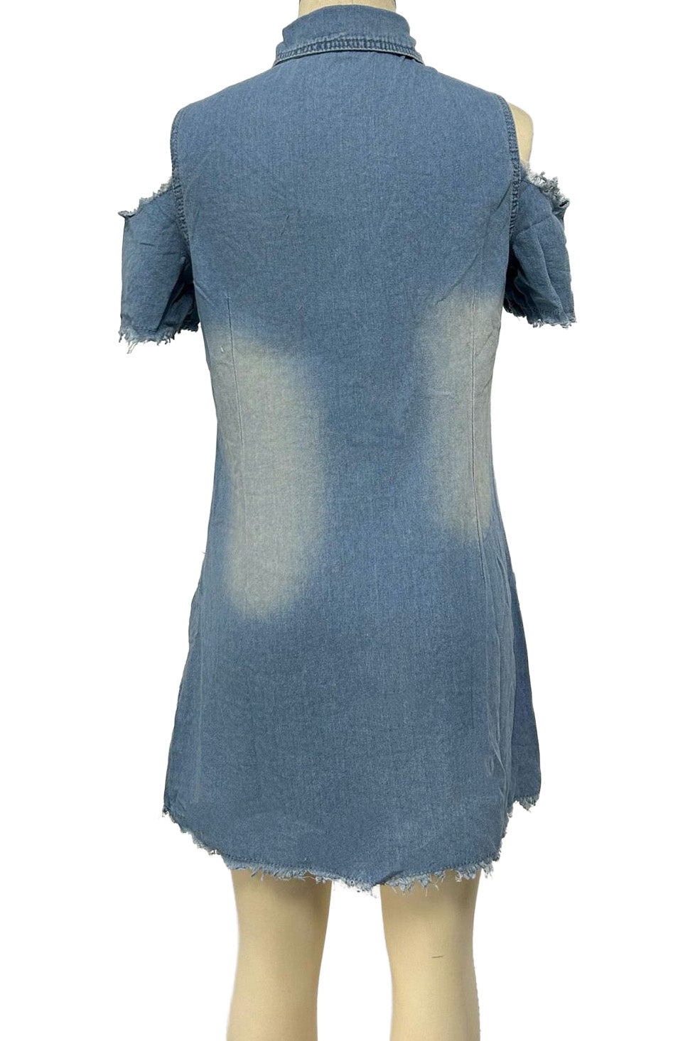 Cold Shoulder Zip Front Denim Mini Dress