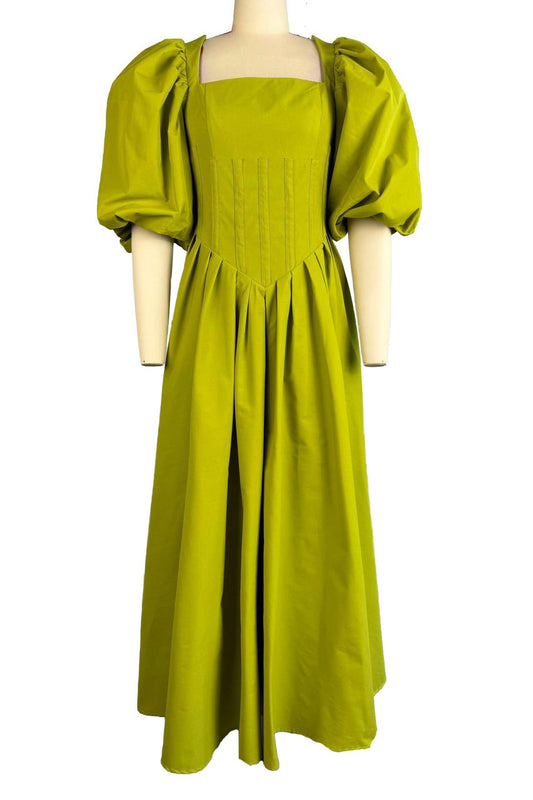 Puff Sleeve Corset Midi Dress