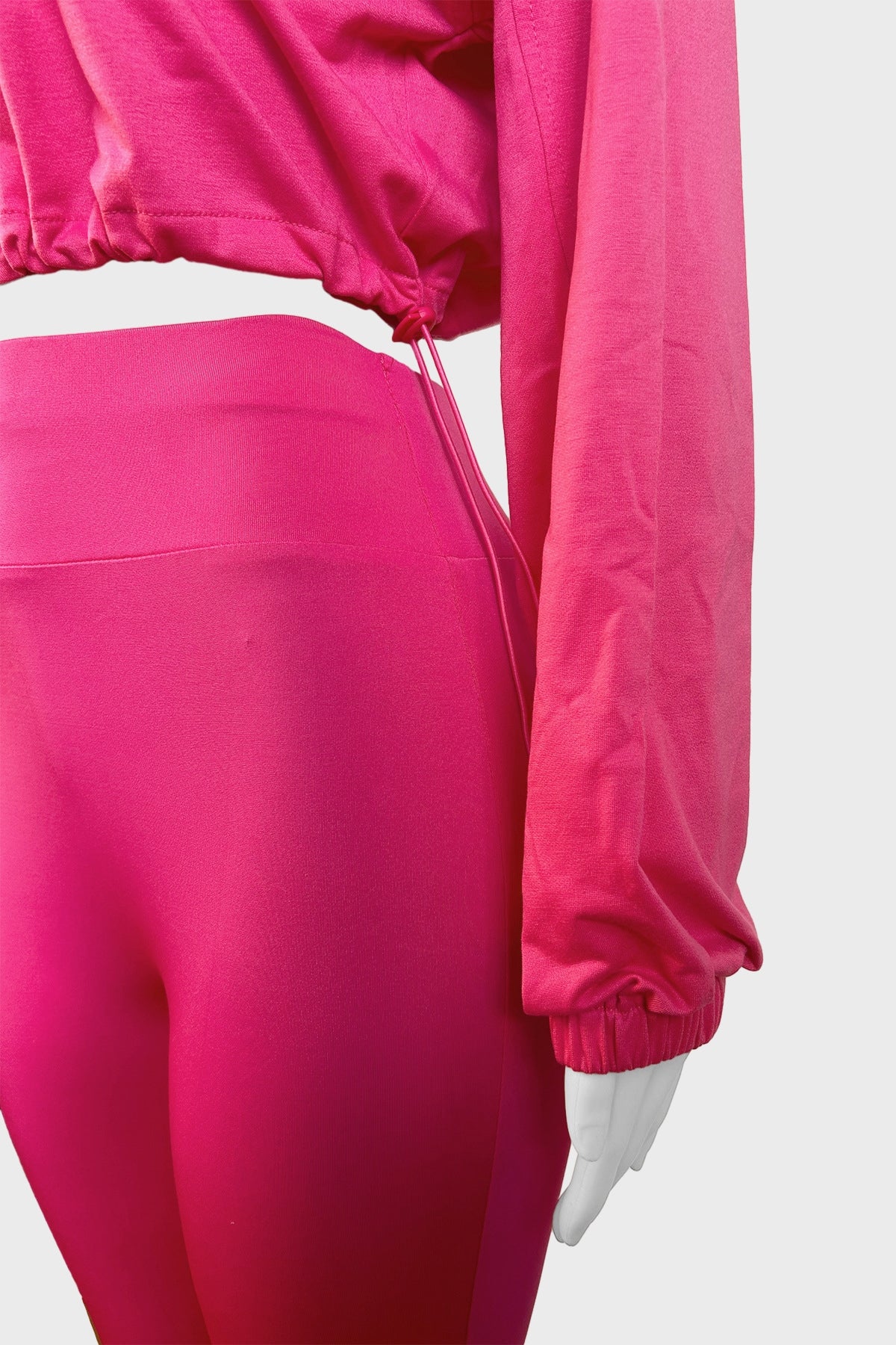 Zip Up Drawstring Pants Sets