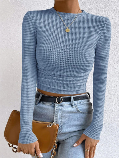 Solid Color Waffle Slim Fit T-Shirt