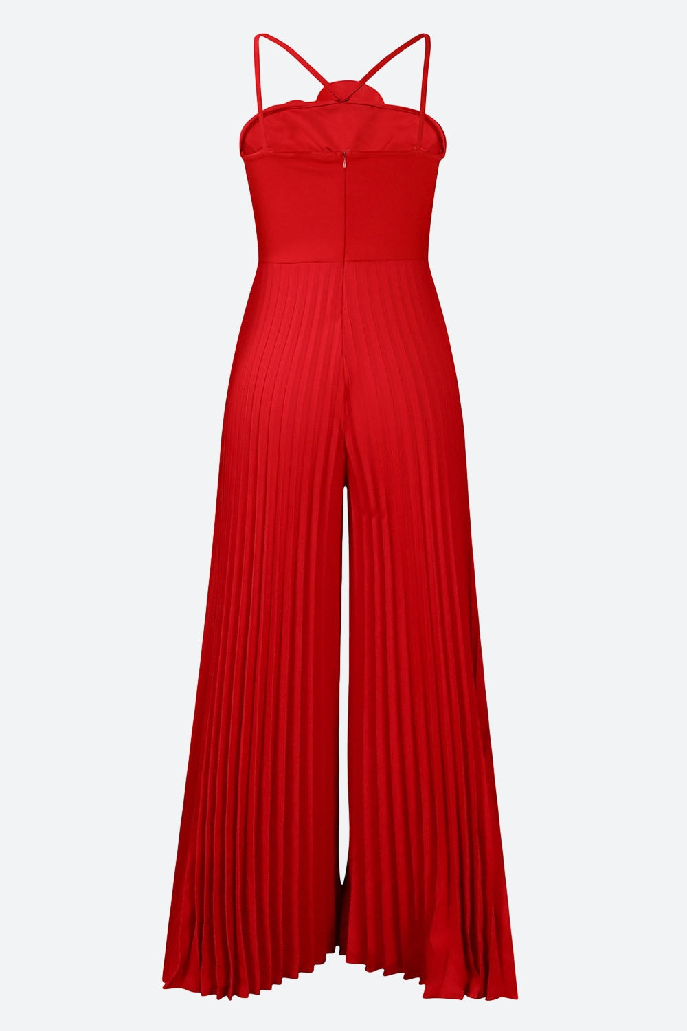 Floral Solid Color Pleated Jumpsuit