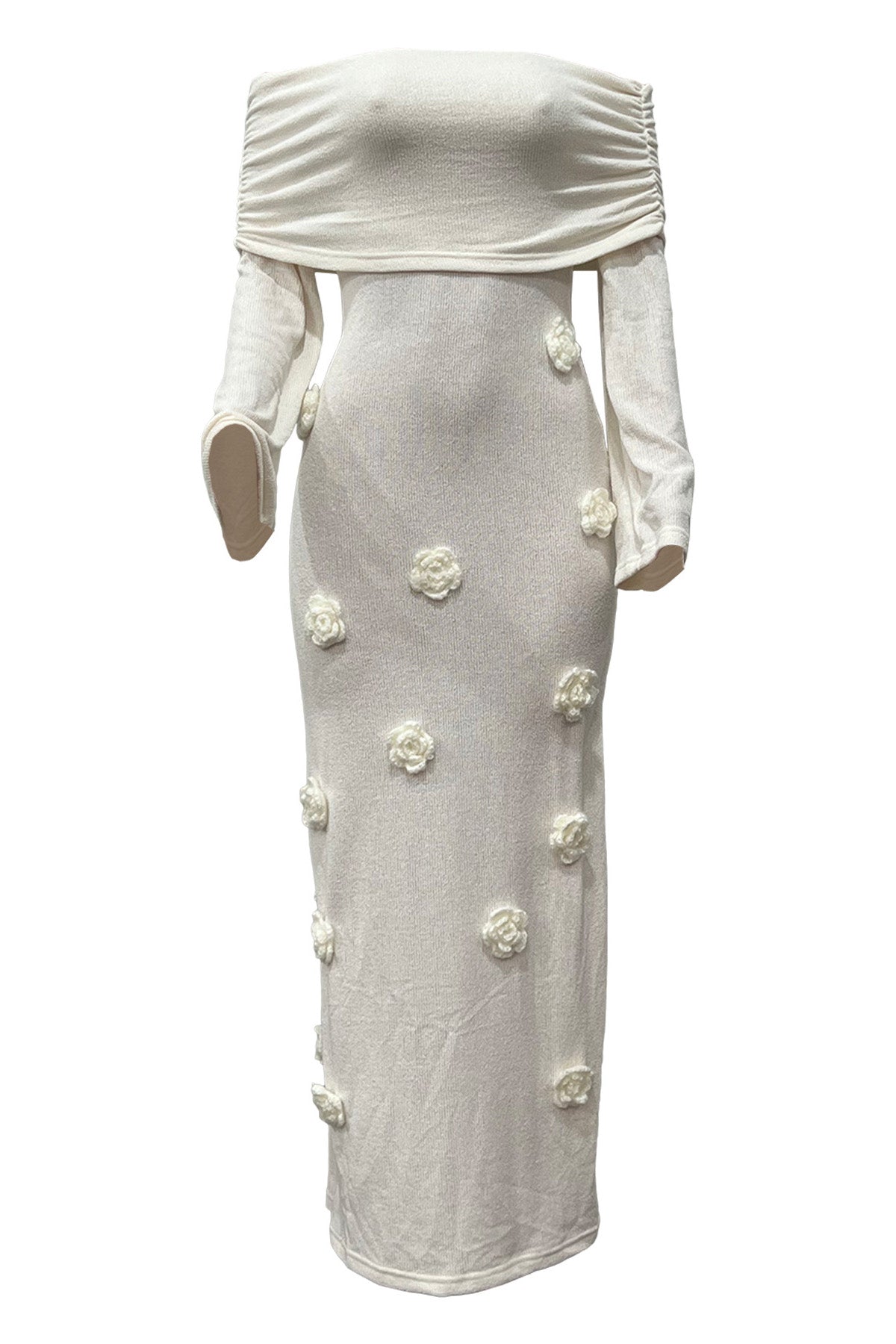 Off Shoulder Knit Maxi Dress