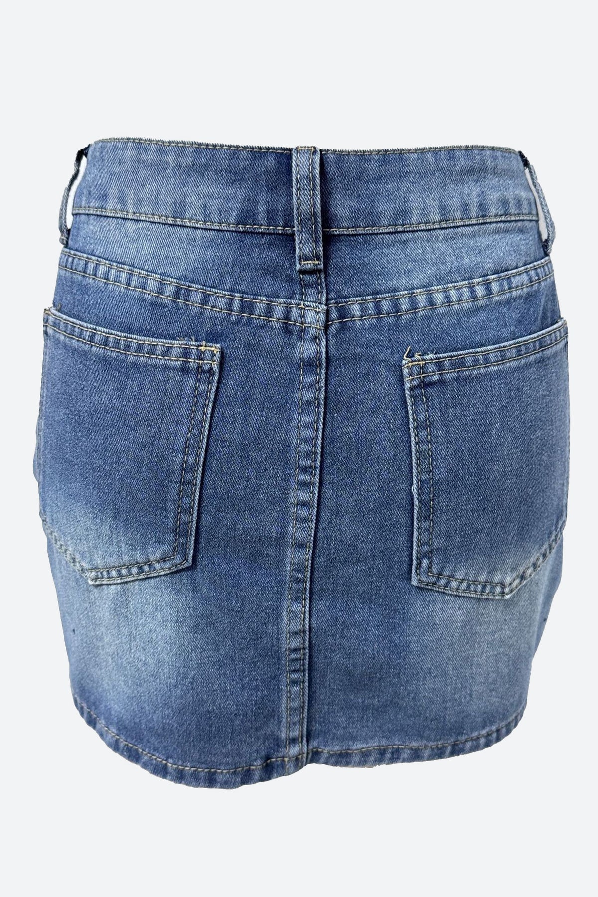Washed Elastic High Waist Shorts Denim Skirts