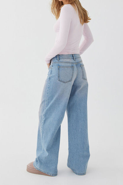 Vintage High Waist Loose Straight Wide Jeans