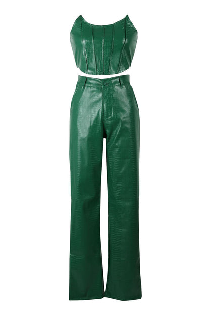 Corset Cutout PU Leather Cargo Set