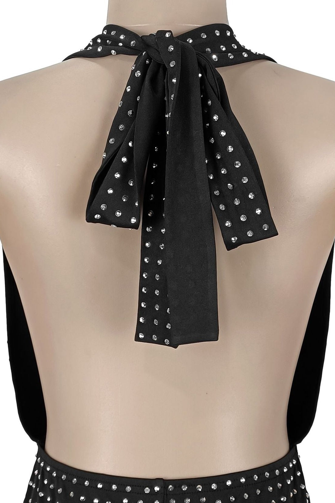 Rhinestone Halter Backless Jumpsuit