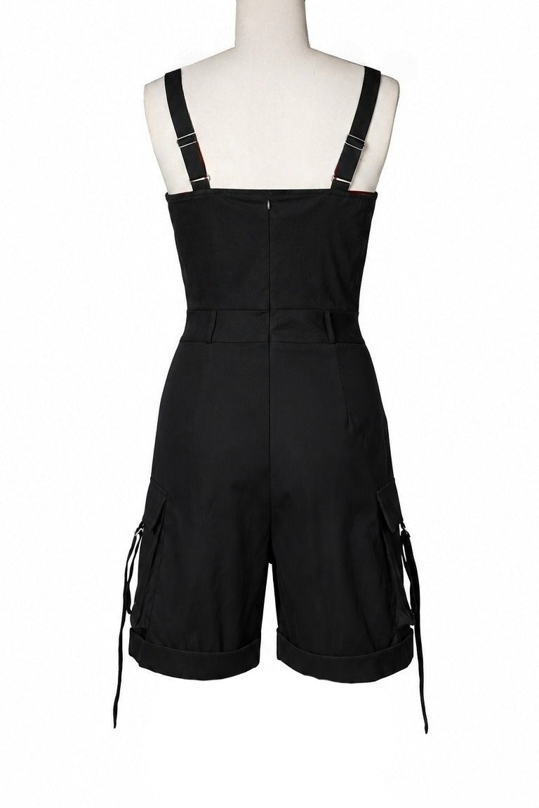 Square Neck Sleeveless Utility Cargo Romper