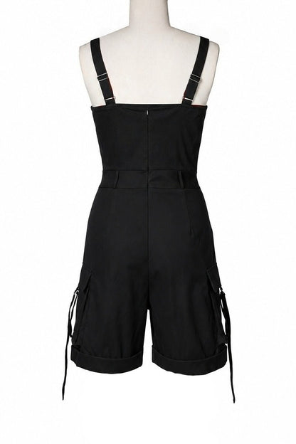 Square Neck Sleeveless Utility Cargo Romper