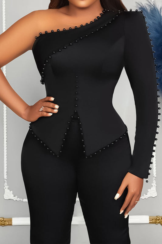 Long Sleeve A-Line Top Straight Leg Pants Matching Set