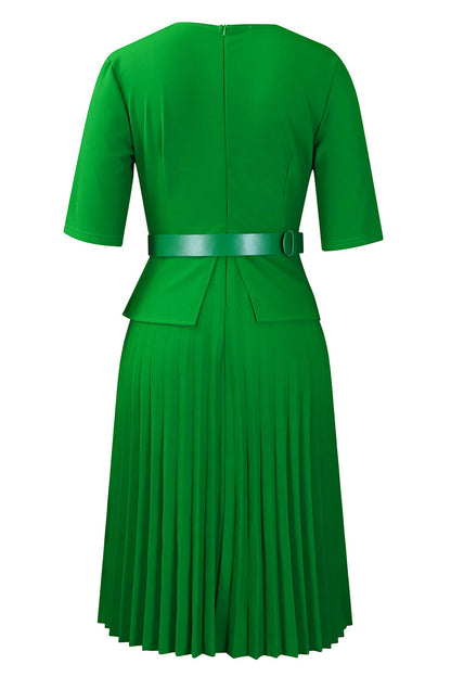 Elegant V-Neck Pleated Dress