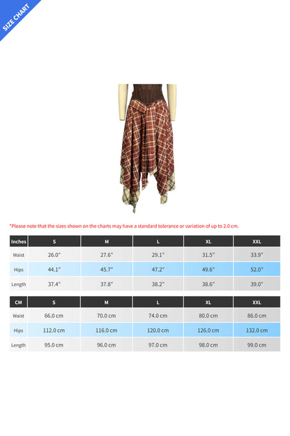 Plaid Tie-Front Asymmetrical Skirt