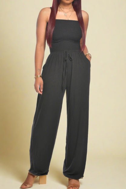 Strapless Smocked Tube Top Jumpsuit