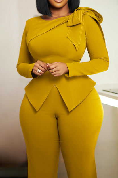 Solid Color Long Sleeve Top & Pants Set