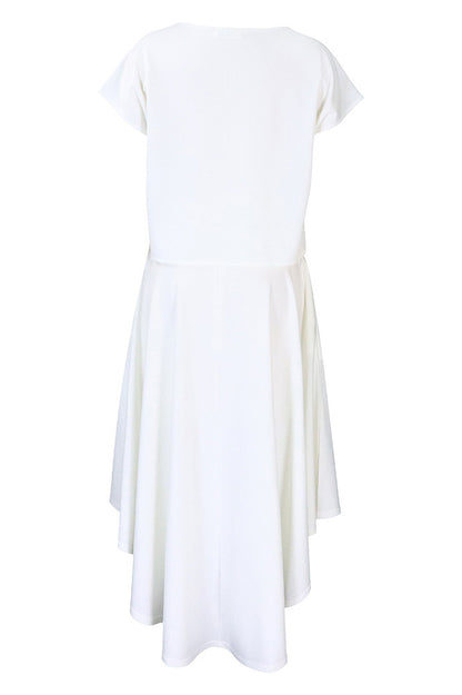 Solid Top & A-Line Midi Skirt