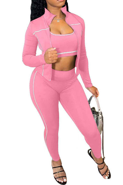 Sport Bra Zip Jacket Leggings Set