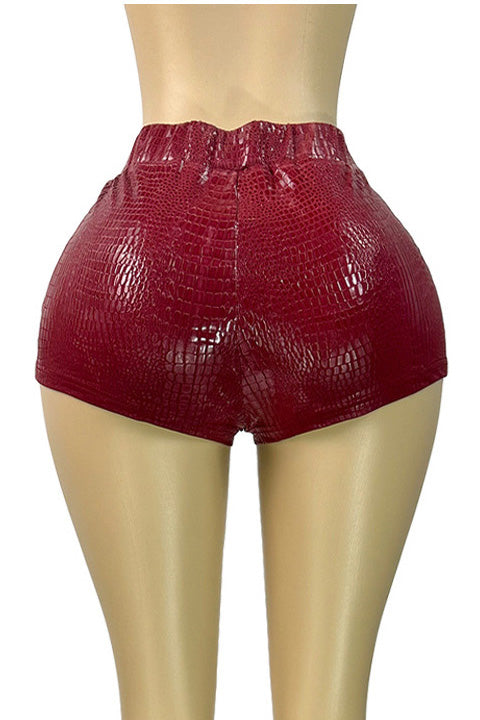 Stretch Faux Leather Bodycon Shorts