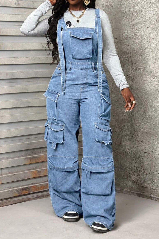 Sleeveless Vintage Loose Denim Jumpsuit