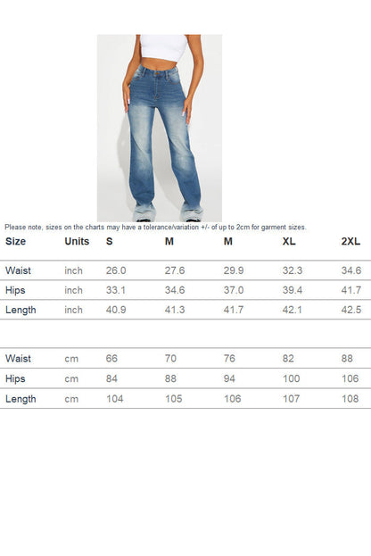 Pocketed Button Straight Jeans