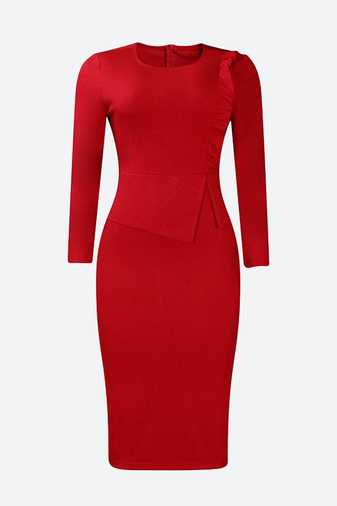 Bodycon Long Sleeve Midi Pencil Dress