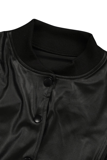 2-Piece Cutout Faux-Leather Bomber & Jogger Set