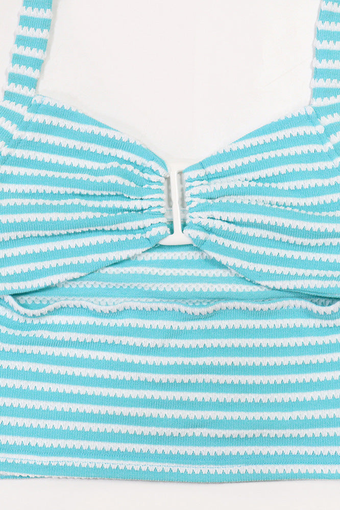 Jacquard Stripe 2-Piece Set with Crop Top & Pants