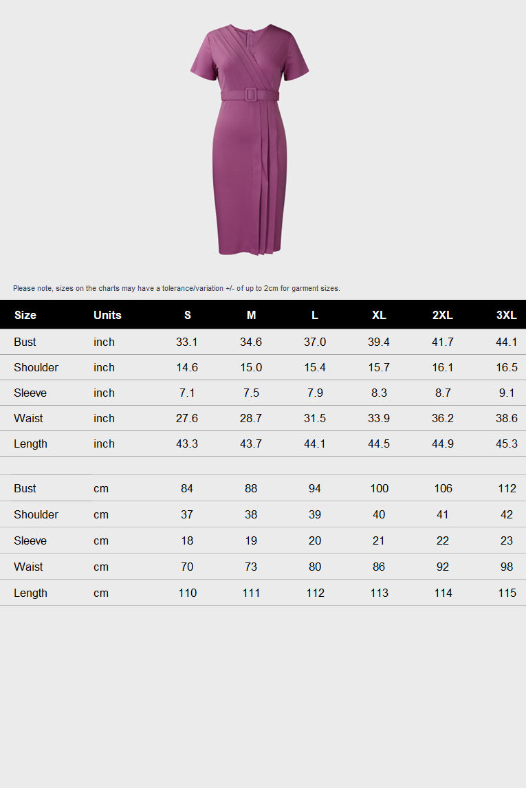 V-neck Short Sleeve High Waist Slim Dress