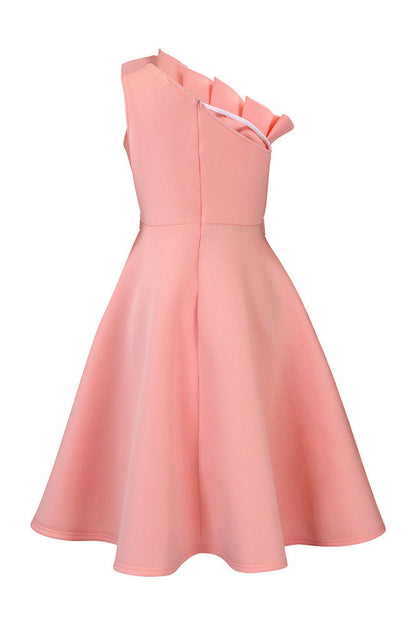 Pleated Asymmetric Cut Long Dress