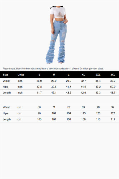 High Waist Cut Out Fringe Jeans