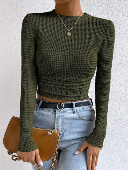 Solid Color Waffle Slim Fit T-Shirt