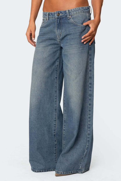 Vintage Washed Low Rise Jeans