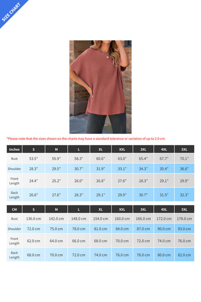 Short Sleeve Side Slit Oversized Sweater