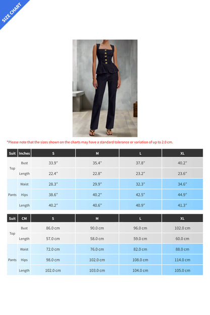 High Waist Jean Set with Button Top & Pants