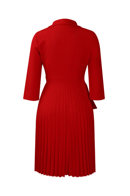 Pleated Blazer Collar Dress