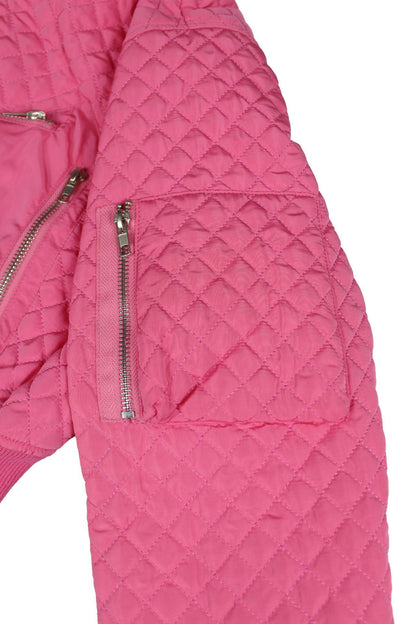 Cropped Diamond-Quilted Bomber Jacket