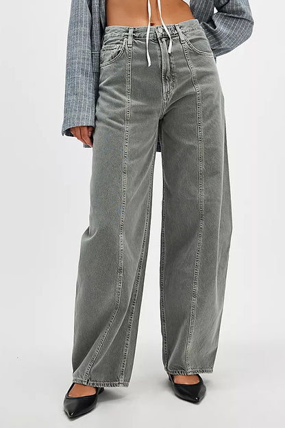 Washed Straight Leg Fashion Street Style Jeans