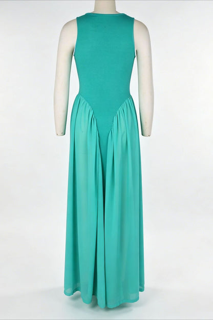 Spliced Chiffon Pleated Maxi Dress