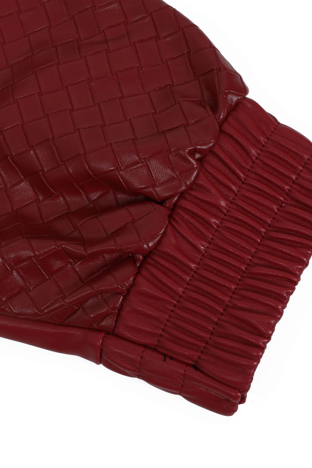 Woven Faux Leather Bomber Shorts Set