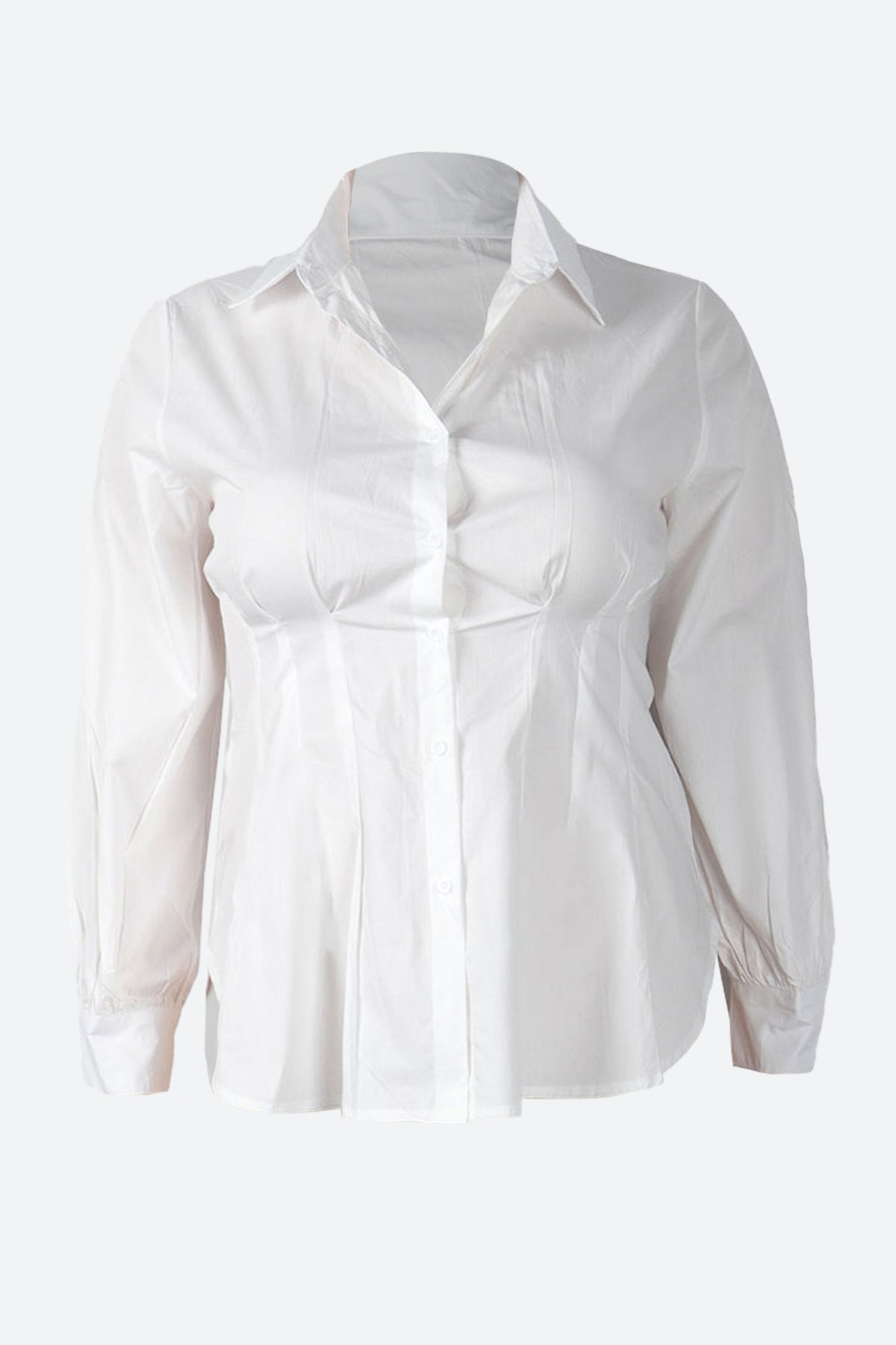 Collar Button Long Sleeve Blouse
