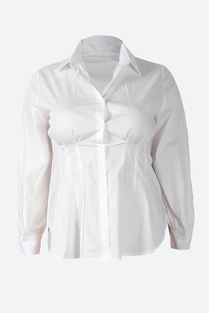 Collar Button Long Sleeve Blouse