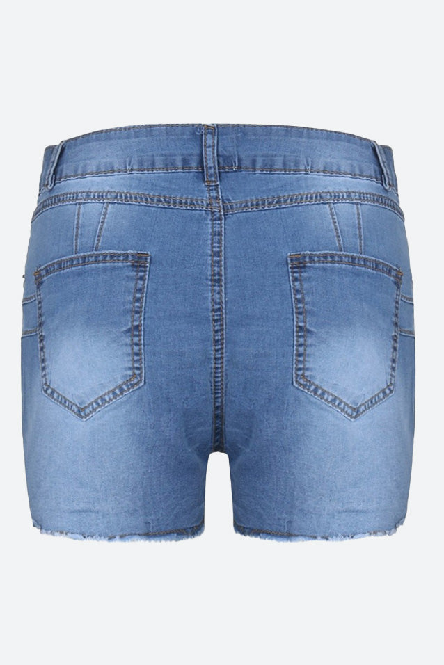 Stretch Skinny Ripped Denim Shorts