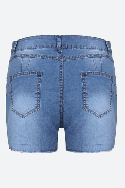Stretch Skinny Ripped Denim Shorts